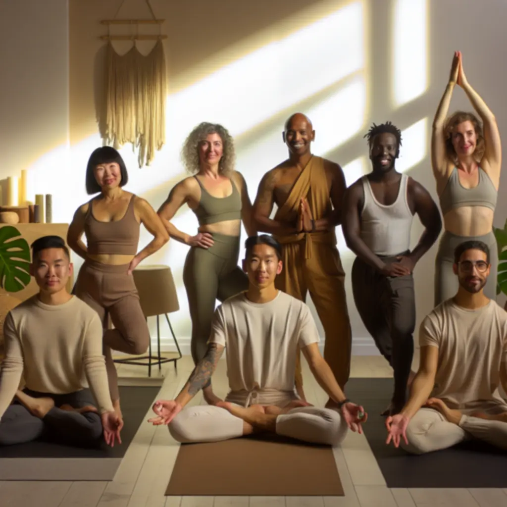 Mosolygós jógaoktató csapat a ZeenFlowStudio stúdiójában