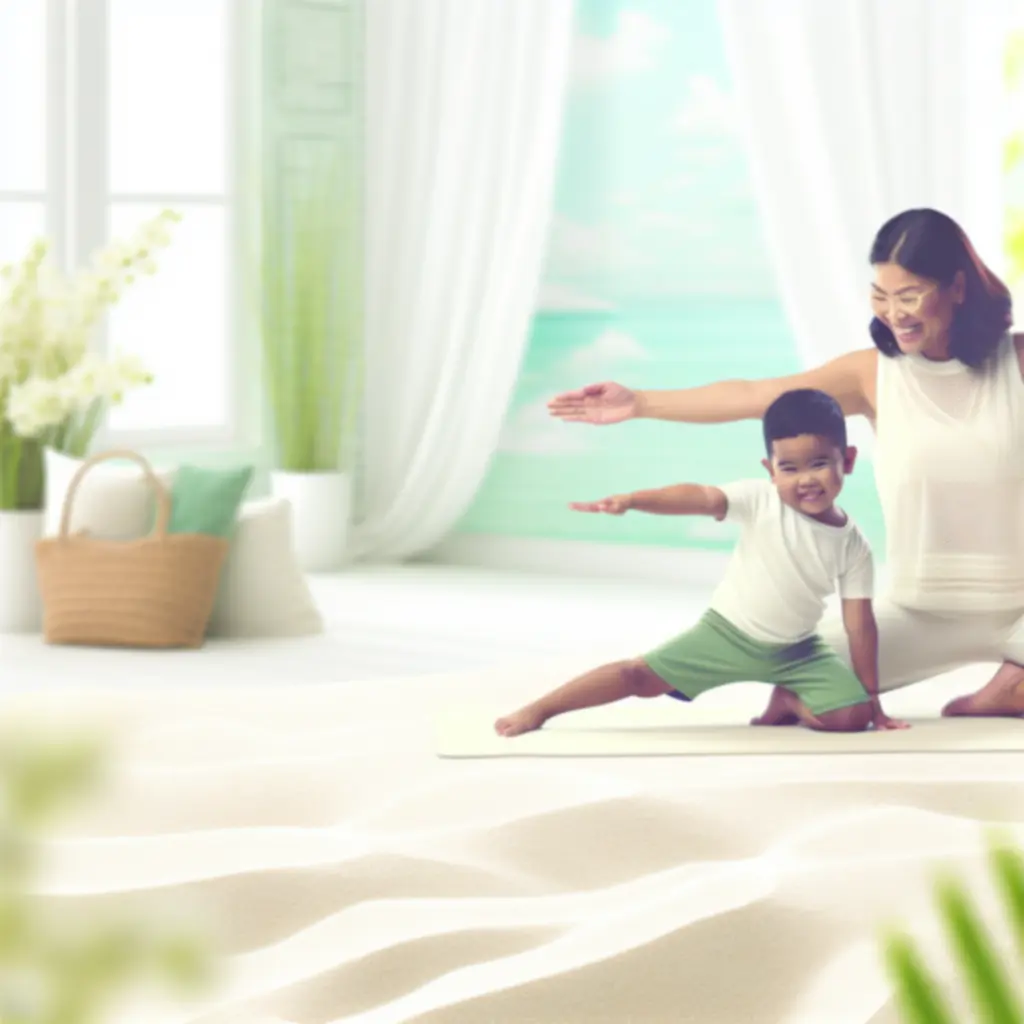 Kismama és kisgyermek közös, játékos jógázás közben