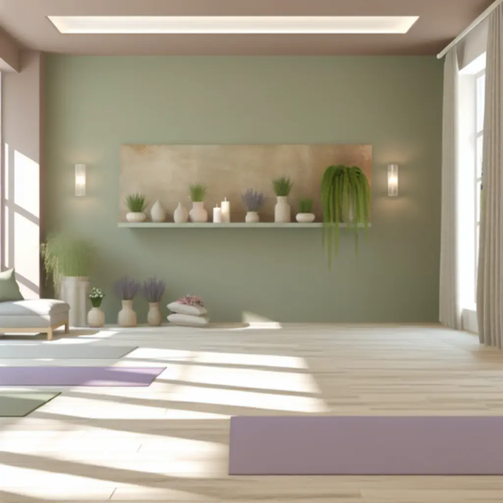 Világos, tágas jógastúdió napfényes belső terekkel