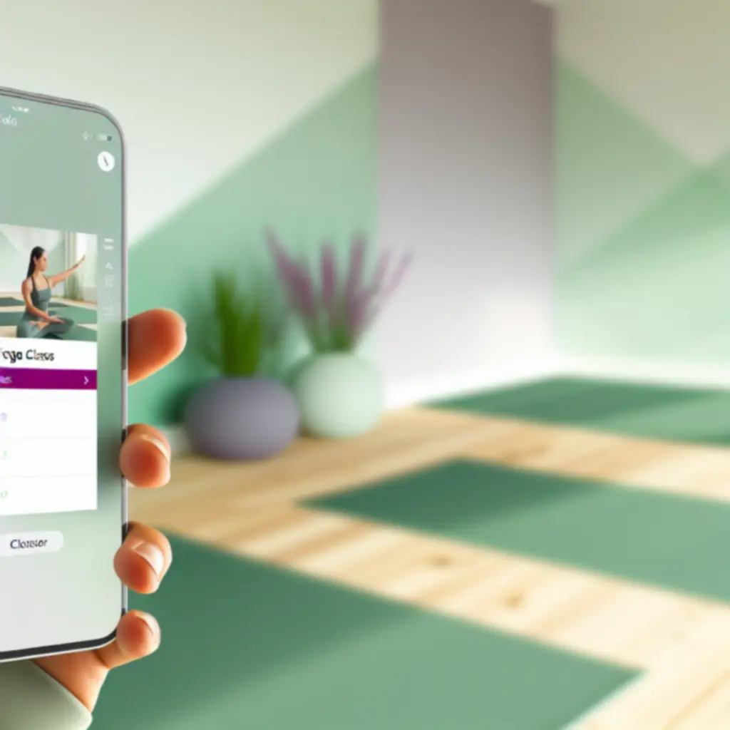 Jógaórarend megjelenítése egy okostelefon kijelzőjén